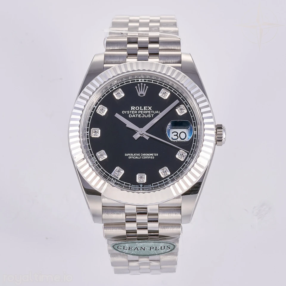 Rolex DateJust 41 126334 Clean Plus 904L Steel Black Diamonds Dial on Jubilee Bracelet JH3235 (Free Sprung)