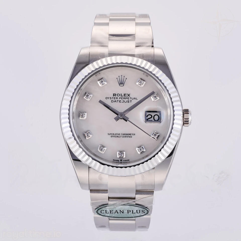 Rolex DateJust 41 126334 Clean Plus 904L Steel White MOP Diamonds Dial on Oyster Bracelet DD3235