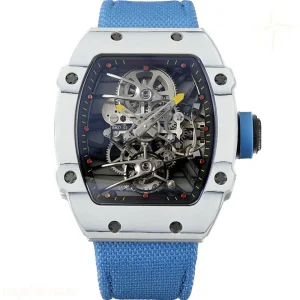 Richard Mille RM 027-02 Tourbillon Rafael Nadal White NTPT on Blue Nylon Strap