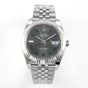 Rolex DateJust 41 126334 Clean Plus Gray Dial Green Roman on Jubilee Bracelet JH3235 (Free Sprung) Weighted 133g