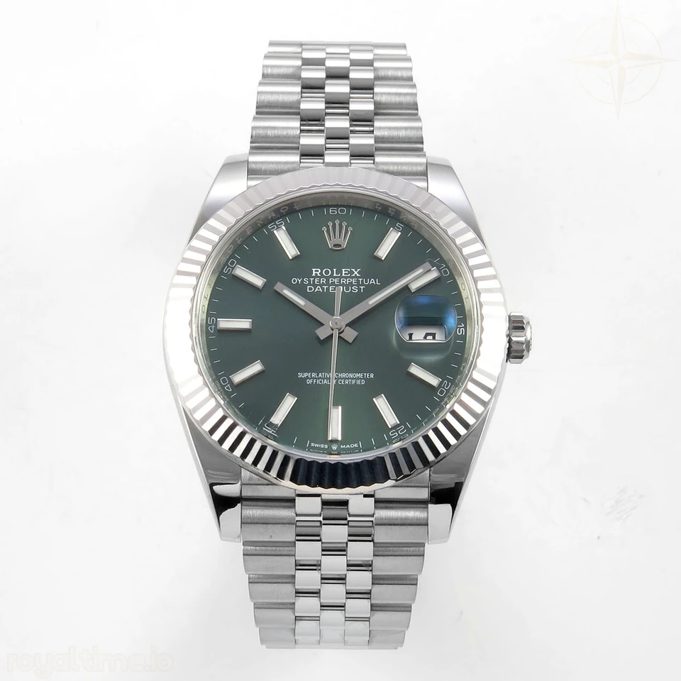 Rolex DateJust 41 126334 Clean Plus Green Stick Dial on Jubilee Bracelet JH3235 (Free Sprung) Weighted 133g