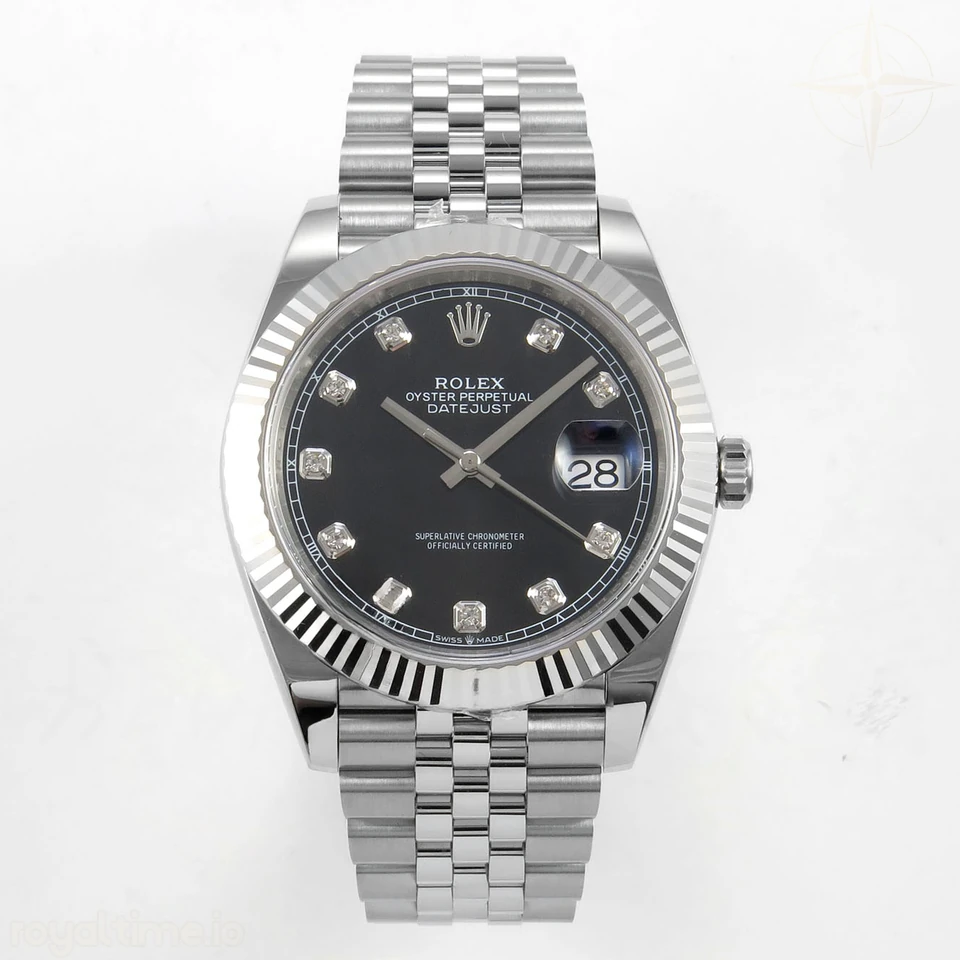Rolex DateJust 41 126334 ERF Black Diamonds Dial on Jubilee Bracelet JH3235 (Free Sprung) Weighted 132g