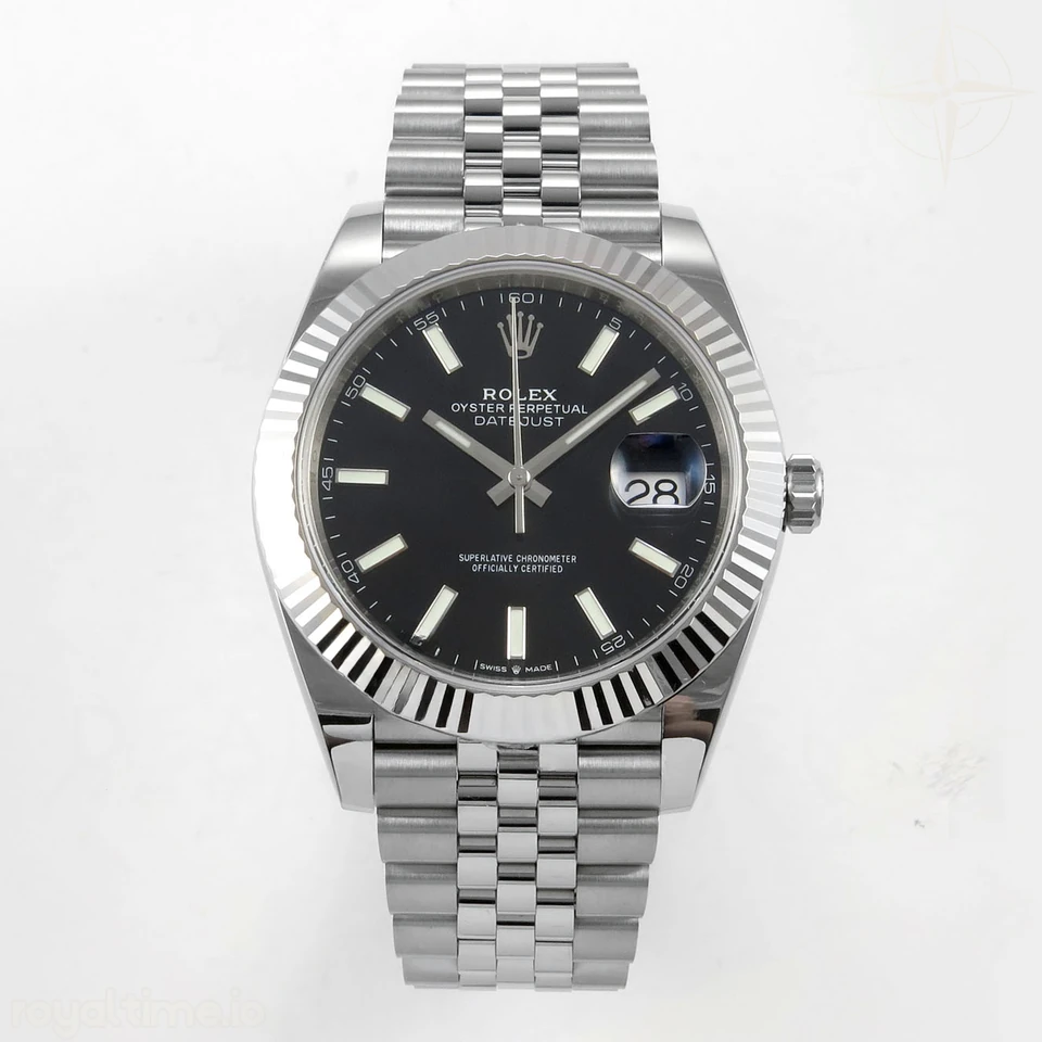 Rolex DateJust 41 126334 ERF Black Stick Dial on Jubilee Bracelet JH3235 (Free Sprung) Weighted 132g