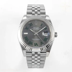 Rolex DateJust 41 126334 ERF Gray Dial Green Roman on Jubilee Bracelet JH3235 (Free Sprung) Weighted 132g