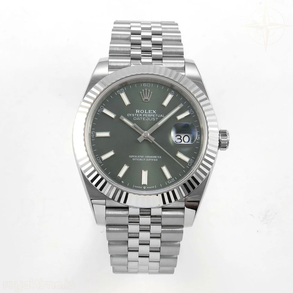 Rolex DateJust 41 126334 ERF Green Stick Dial on Jubilee Bracelet JH3235 (Free Sprung) Weighted 132g