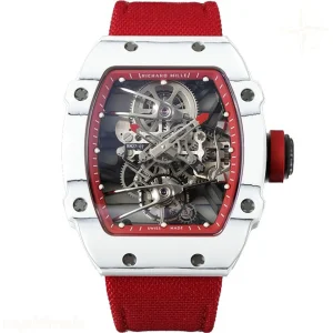 Richard Mille RM 027-02 Tourbillon Rafael Nadal White NTPT on Red Nylon Strap
