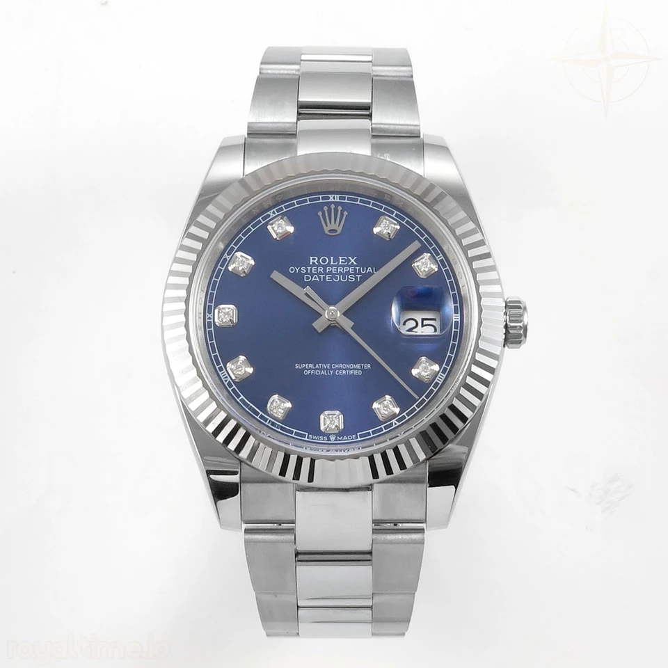 Rolex DateJust 41 126334 904L SS SCF Blue Diamonds Dial on Oyster Bracelet VR3235