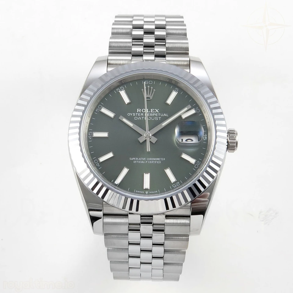 Rolex DateJust 41 126334 904L SS SCF Green Dial on Jubilee Bracelet VR3235