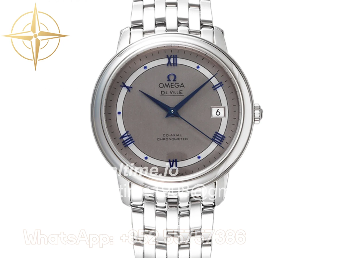 Omega De Ville Co-Axial Chronometer 36.8mm Silver Dial with Blue Marker in Steel on Bracelet