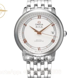 Omega De Ville Co-Axial Chronometer 36.8mm White Dial with Rose Gold Markers in Steel on Bracelet