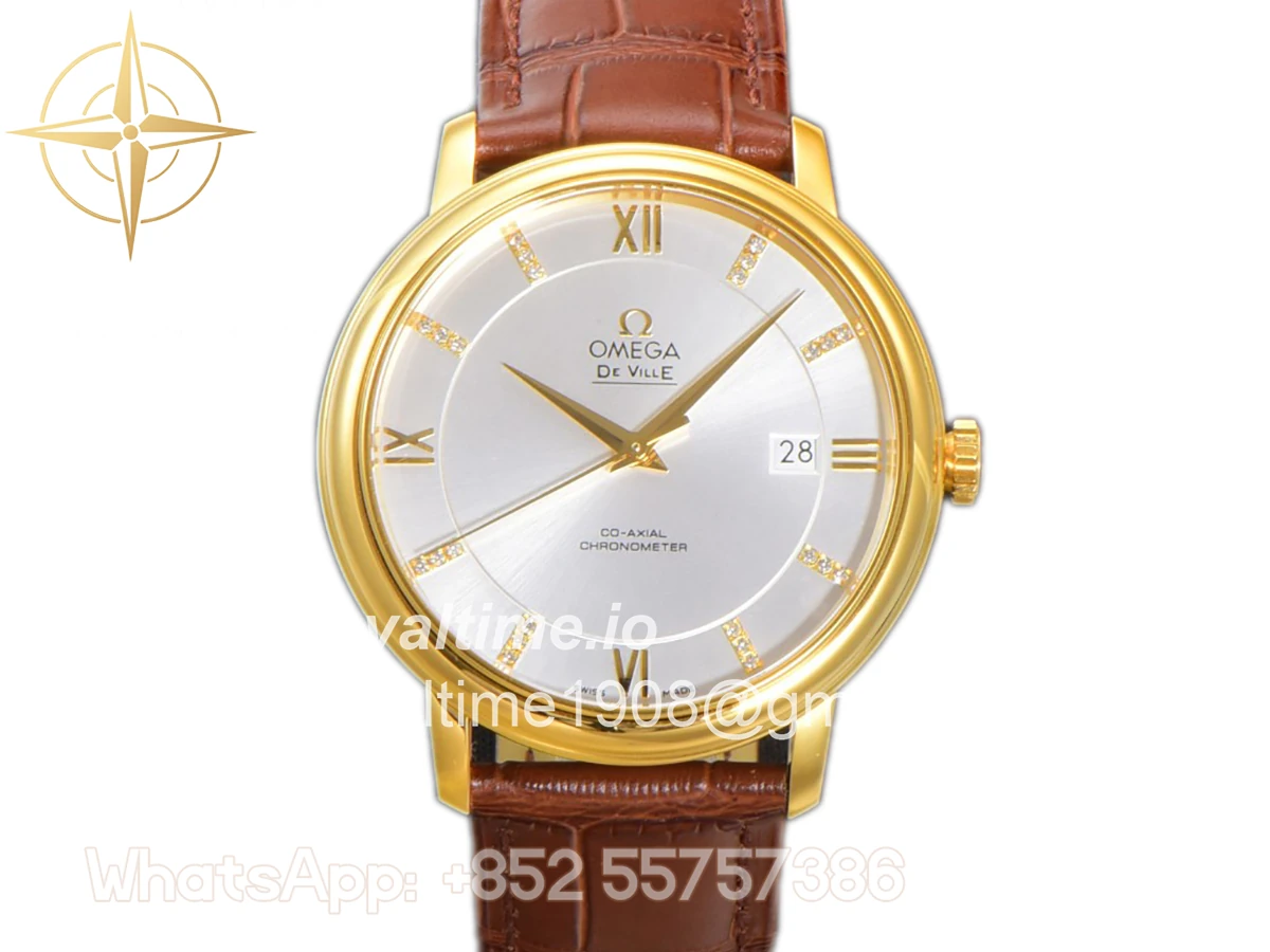 Omega De Ville Prestige Co‑Axial Master Chronometer 40mm Silver Dial in Yellow Gold
