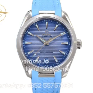 Omega Seamaster Aqua Terra 150m Co-Axial Master Chronometer 41mm Light Blue Dial on Rubber Strap