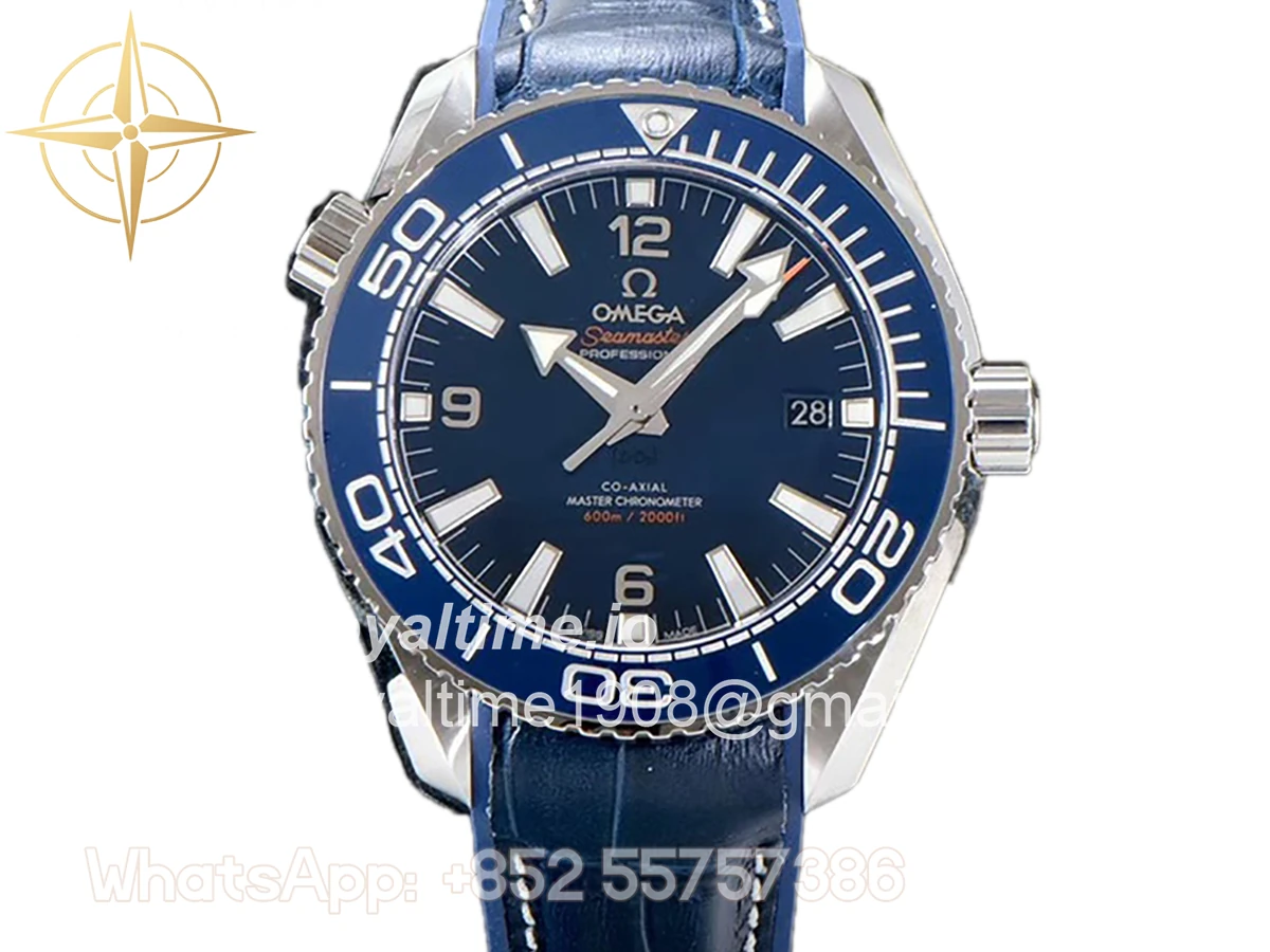 Omega Seamaster Planet Ocean 600M 43.5mm Blue Dial in Steel on Leather Strap