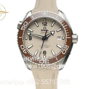 Omega Seamaster Planet Ocean 600M 43.5mm Steel Beige Dial on Rubber Strap