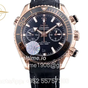 Omega Seamaster Planet Ocean 600M 45.5mm Sedna™ Gold on Black Leather Strap