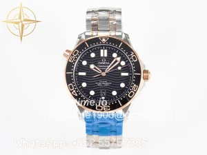 Omega 2018 Seamaster Diver 300M SS/RG VSF RG Bezel Black Dial on SS/RG Bracelet A8800