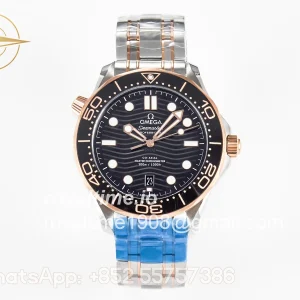 Omega 2018 Seamaster Diver 300M SS/RG VSF RG Bezel Black Dial on SS/RG Bracelet A8800
