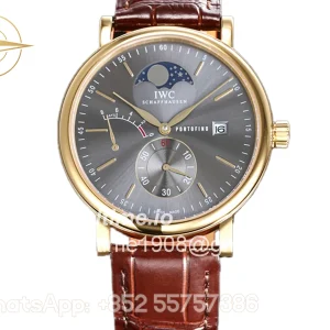 IWC Portofino Hand Wound Moon Phrase IW516402 Grey Dial in Yellow Gold