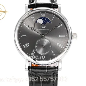 IWC Portofino Hand Wound Moon Phrase IW5548 Grey Dial in Steel