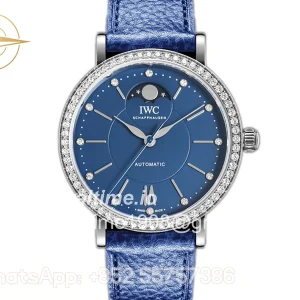 IWC Portofino IW6596 Automatic Moon Phase 37 Blue Dial on Blue Leather Strap