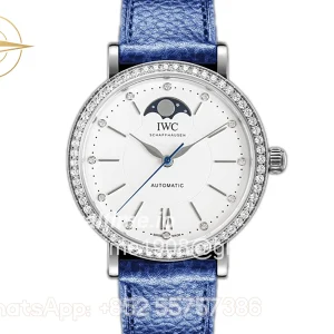 IWC Portofino IW659601 Automatic Moon Phase 37 White Dial on Blue Leather Strap