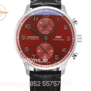 IWC Portugieser Chronograph IW371616 Red Dial in Steel