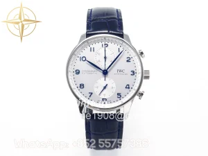 IWC Portuguese Chrono IW371605 ZF White Dial on Blue Leather Strap A69355