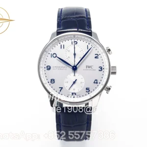 IWC Portuguese Chrono IW371605 ZF White Dial on Blue Leather Strap A69355