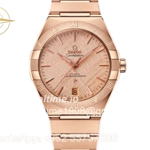 Omega Constellation Co-Axial Master Chronometer 41mm Pink Meteorite Dial in Rose Gold on Bracelet