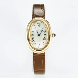 Cartier Baignoire De Cartier YG DRF Silver Dial on Brown Leather Strap Swiss Quartz