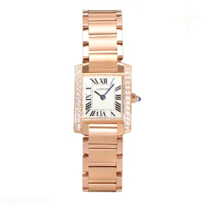 Cartier Tank Francaise Watch Small Rose Gold with Diamond Bezel