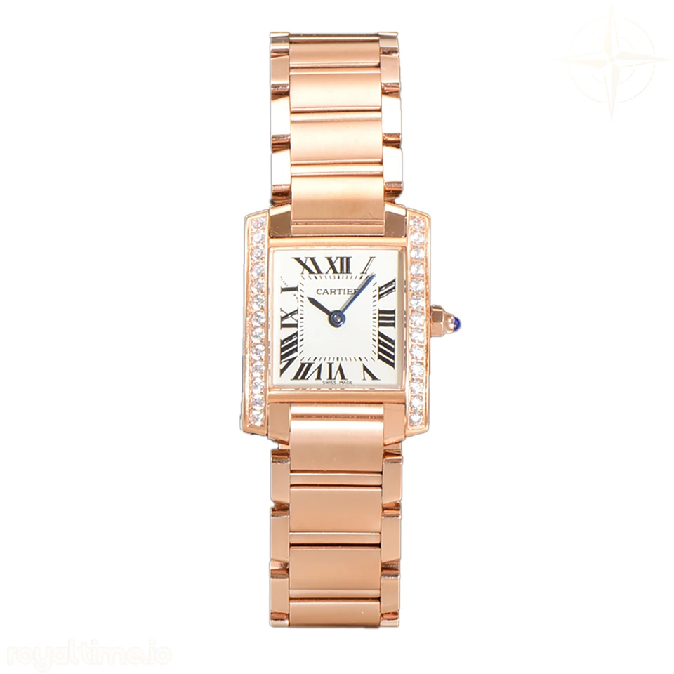 Cartier Tank Francaise Watch Small Rose Gold with Diamond Bezel