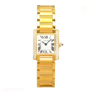 Cartier Tank Francaise Watch Small Yellow Gold with Diamond Bezel