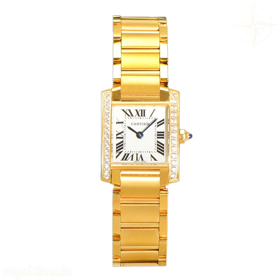 Cartier Tank Francaise Watch Small Yellow Gold with Diamond Bezel