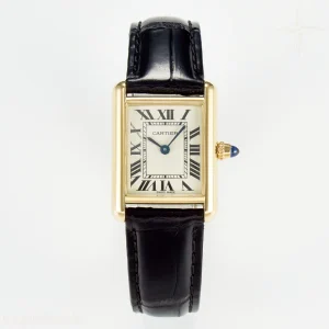 Cartier Tank Must Small YG 29mm DRF YG Dial on Black Leather Strap Swiss Quartz