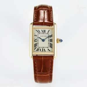 Cartier Tank Must Small YG 29mm DRF YG Dial on Brown Leather Strap Swiss Quartz