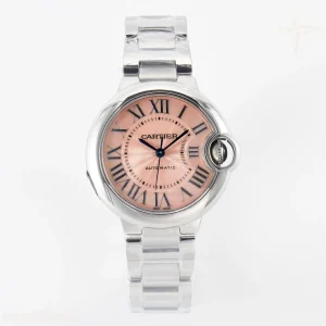 Cartier Ballon Bleu 33mm SS AF Pink Dial on SS Bracelet SEIKO NH05A