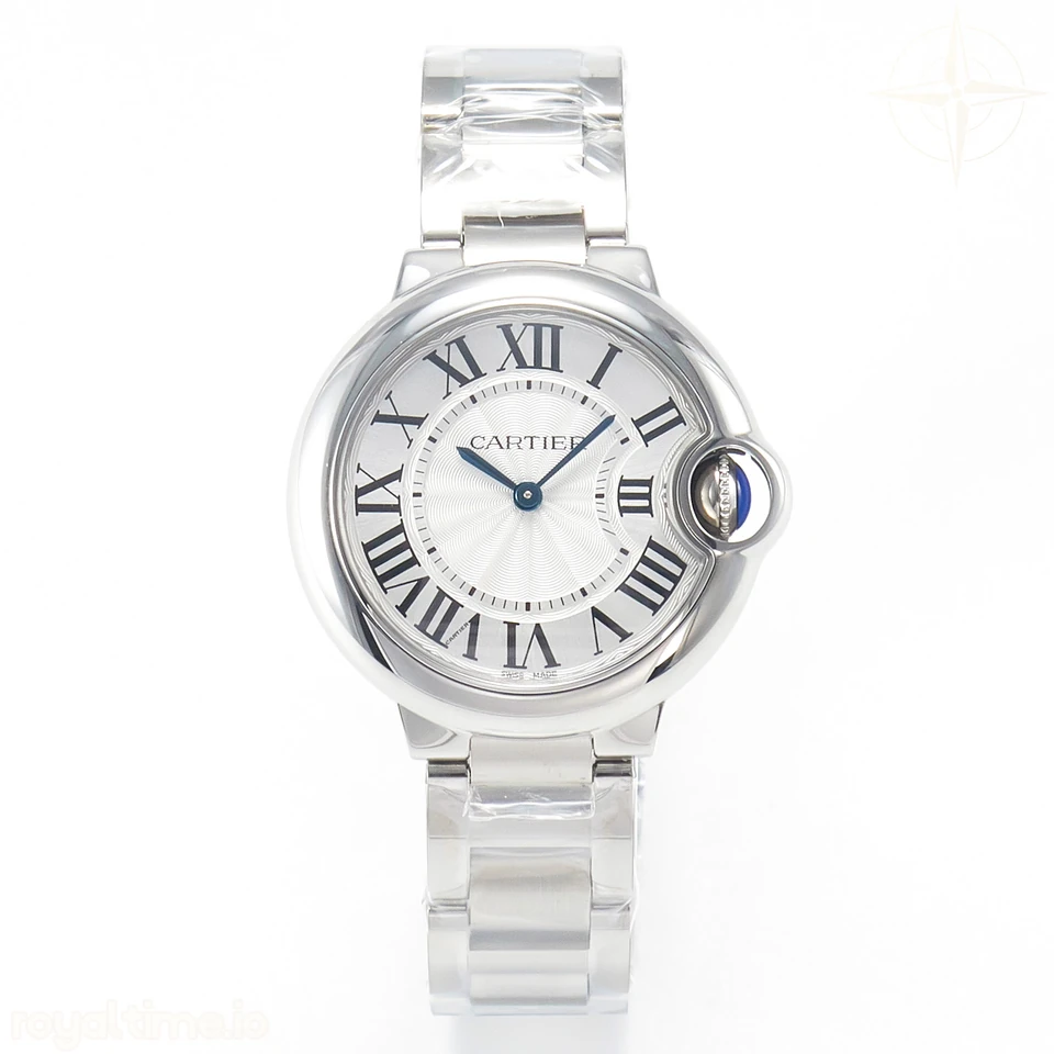 Cartier Ballon Bleu 33mm SS AF White Textured Dial on SS Bracelet Ronda Quartz