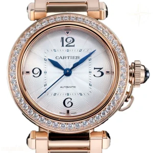 Cartier Pasha de Cartier White Dial 35mm With Diamond Bezel in Rose Gold
