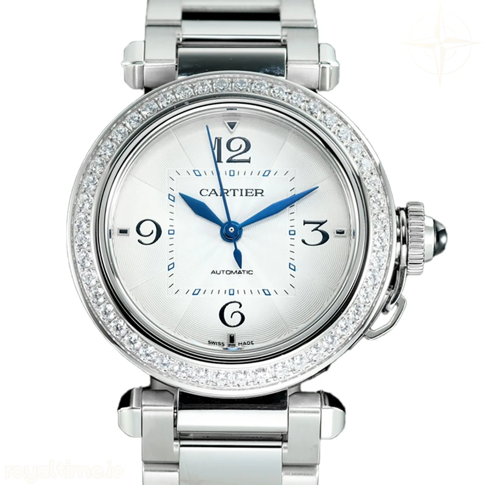 Cartier Pasha de Cartier White Dial 35mm with Diamond Bezel in Steel