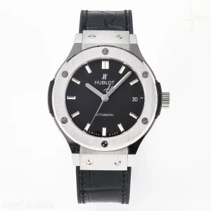 Hublot Classic Fusion 38mm SS JJF Black Dial on Black Gummy Leather Strap