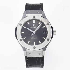 Hublot Classic Fusion 38mm SS JJF Gray Dial on Black Gummy Leather Strap