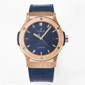 Hublot Classic Fusion 42mm RG JJF Blue Dial on Blue Gummy Leather Strap