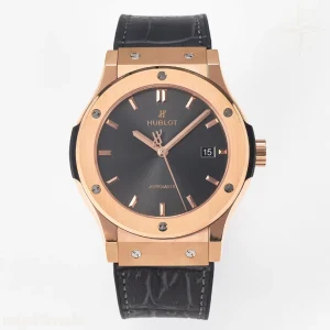 Hublot Classic Fusion 42mm RG JJF Gray Dial on Black Gummy Leather Strap