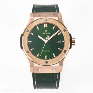 Hublot Classic Fusion 42mm RG JJF Green Dial on Green Gummy Leather Strap