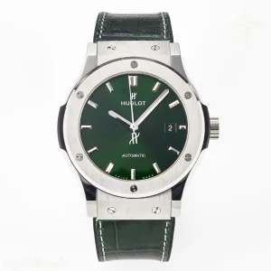 Hublot Classic Fusion 42mm SS JJF Green Dial on Green Gummy Leather Strap