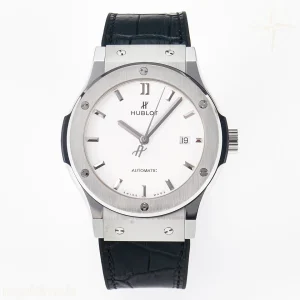 Hublot Classic Fusion 42mm SS JJF White Dial on Black Gummy Leather Strap
