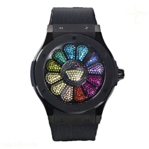 Hublot Classic Fusion Takashi Murakami 45mm Sunflower Dial in DLC on Rubber Strap