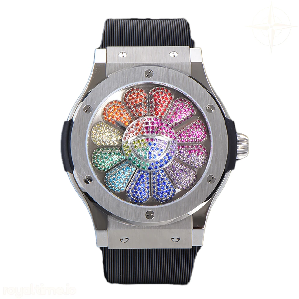 Hublot Classic Fusion Takashi Murakami 45mm Sunflower Dial in Steel on Rubber Strap