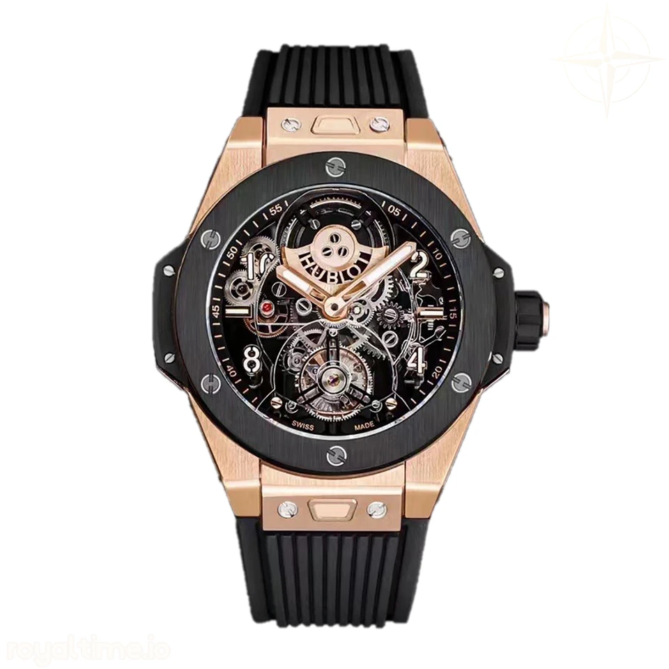 Hublot Classic Fusion Tourbillon 45mm with Ceramic Bezel Skeleton Dial in Rose Gold